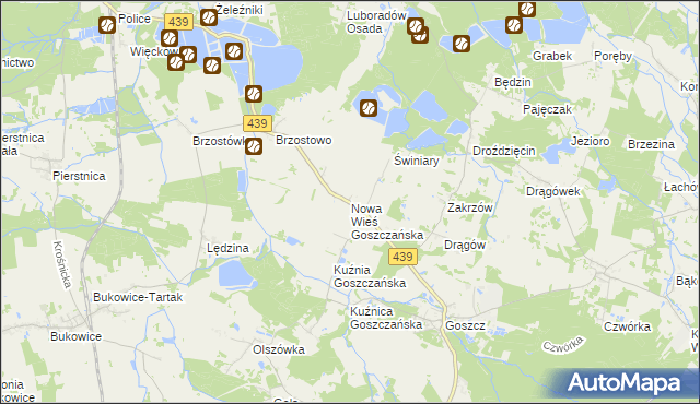 mapa Nowa Wieś Goszczańska, Nowa Wieś Goszczańska na mapie Targeo