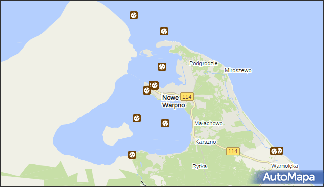 mapa Nowe Warpno, Nowe Warpno na mapie Targeo
