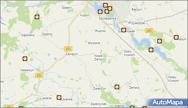 mapa Nowe Żeńsko, Nowe Żeńsko na mapie Targeo