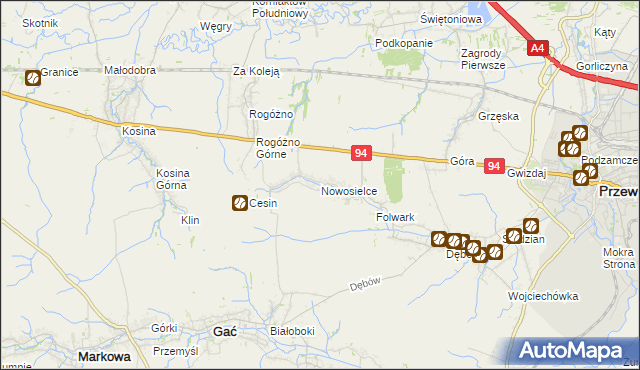 mapa Nowosielce gmina Przeworsk, Nowosielce gmina Przeworsk na mapie Targeo