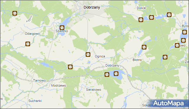 mapa Ognica gmina Dobrzany, Ognica gmina Dobrzany na mapie Targeo