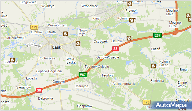 mapa Ostrów-Osiedle, Ostrów-Osiedle na mapie Targeo