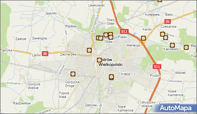 mapa Ostrów Wielkopolski, Ostrów Wielkopolski na mapie Targeo