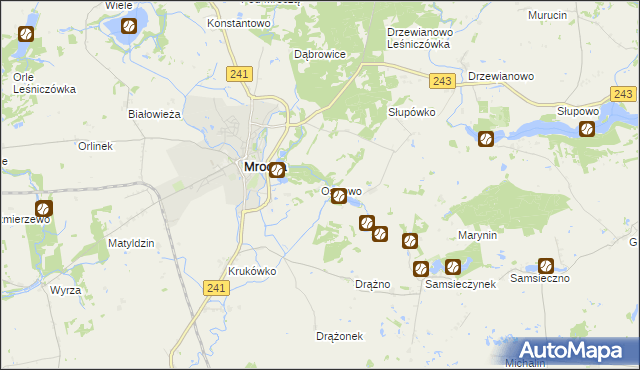 mapa Ostrowo gmina Mrocza, Ostrowo gmina Mrocza na mapie Targeo