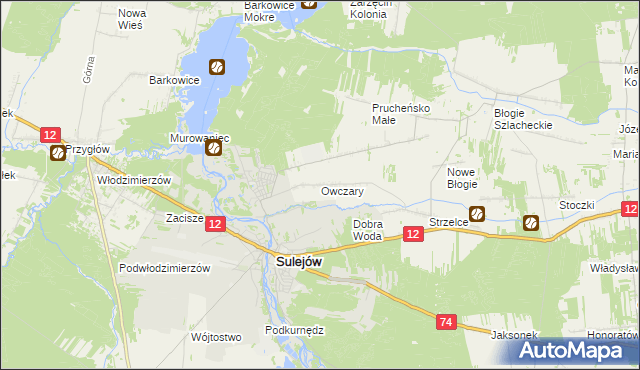 mapa Owczary gmina Mniszków, Owczary gmina Mniszków na mapie Targeo