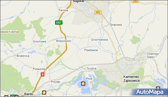 mapa Pawłowice gmina Ząbkowice Śląskie, Pawłowice gmina Ząbkowice Śląskie na mapie Targeo