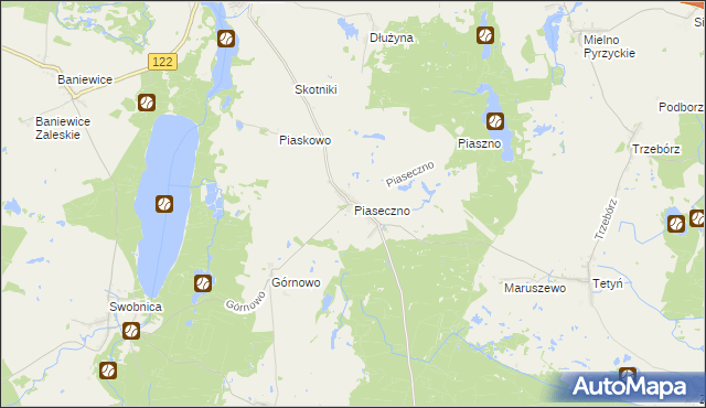 mapa Piaseczno gmina Banie, Piaseczno gmina Banie na mapie Targeo