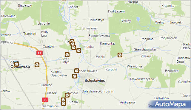 mapa Piaski gmina Bolesławiec, Piaski gmina Bolesławiec na mapie Targeo