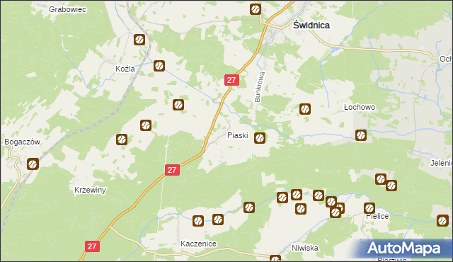 mapa Piaski gmina Świdnica, Piaski gmina Świdnica na mapie Targeo
