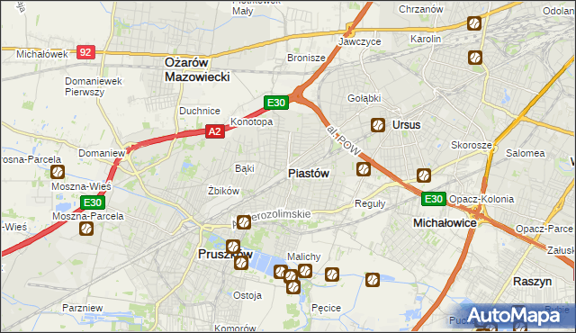 mapa Piastów powiat pruszkowski, Piastów powiat pruszkowski na mapie Targeo