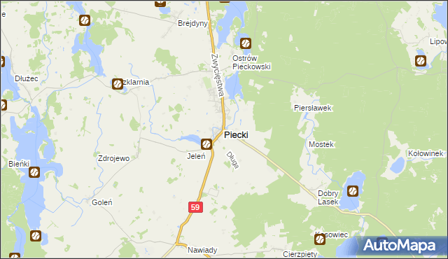 mapa Piecki powiat mrągowski, Piecki powiat mrągowski na mapie Targeo