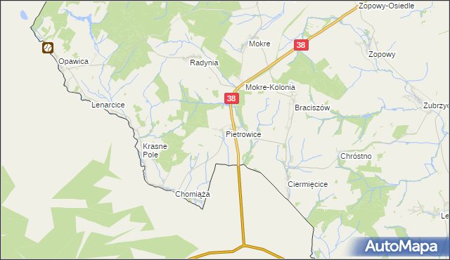 mapa Pietrowice, Pietrowice na mapie Targeo