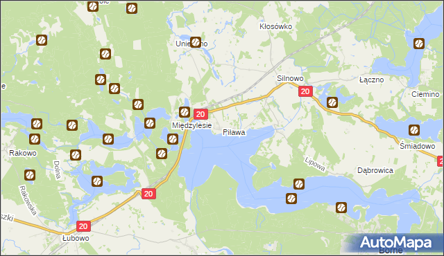 mapa Piława gmina Borne Sulinowo, Piława gmina Borne Sulinowo na mapie Targeo