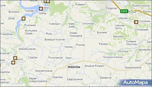 mapa Piotrów gmina Waśniów, Piotrów gmina Waśniów na mapie Targeo