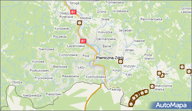 mapa Piwniczna-Zdrój, Piwniczna-Zdrój na mapie Targeo