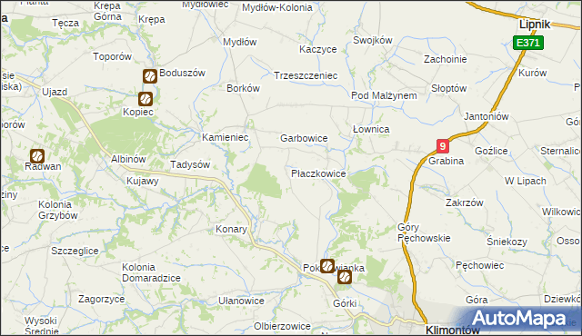 mapa Płaczkowice, Płaczkowice na mapie Targeo