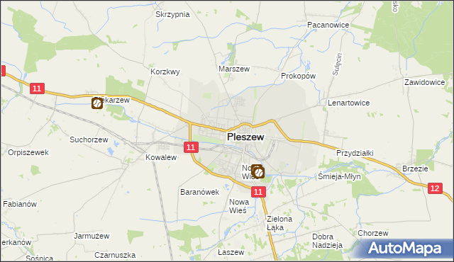 mapa Pleszew, Pleszew na mapie Targeo