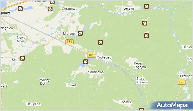 mapa Podlesiec, Podlesiec na mapie Targeo