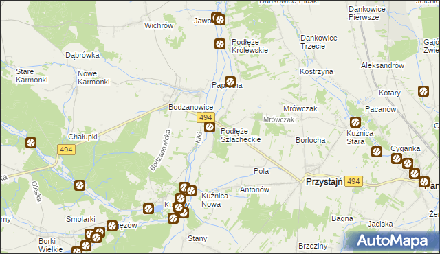 mapa Podłęże Szlacheckie, Podłęże Szlacheckie na mapie Targeo