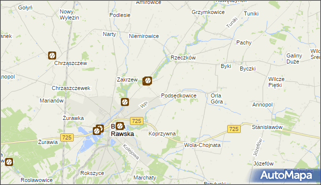 mapa Podsędkowice, Podsędkowice na mapie Targeo