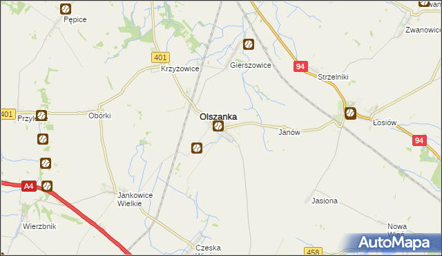 mapa Pogorzela gmina Olszanka, Pogorzela gmina Olszanka na mapie Targeo