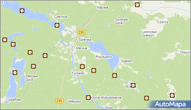 mapa Pokrzywno gmina Brusy, Pokrzywno gmina Brusy na mapie Targeo