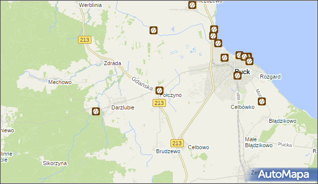 mapa Połczyno gmina Puck, Połczyno gmina Puck na mapie Targeo