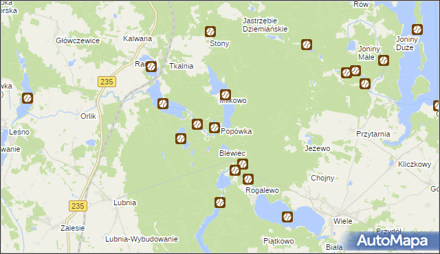 mapa Popówka gmina Brusy, Popówka gmina Brusy na mapie Targeo