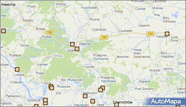 mapa Przeginia Duchowna, Przeginia Duchowna na mapie Targeo