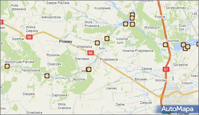 mapa Przęsławice gmina Pniewy, Przęsławice gmina Pniewy na mapie Targeo