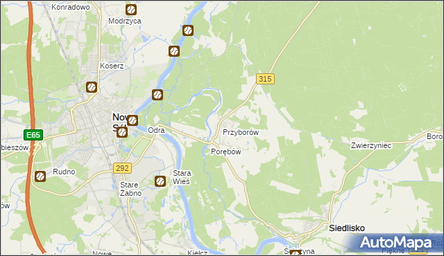 mapa Przyborów gmina Nowa Sól, Przyborów gmina Nowa Sól na mapie Targeo
