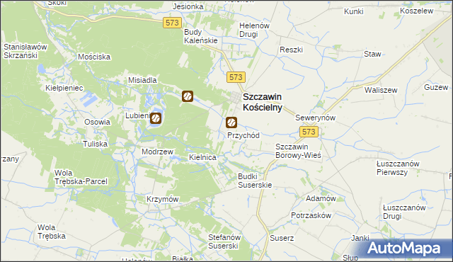 mapa Przychód gmina Szczawin Kościelny, Przychód gmina Szczawin Kościelny na mapie Targeo