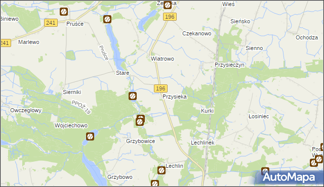 mapa Przysieka gmina Wągrowiec, Przysieka gmina Wągrowiec na mapie Targeo