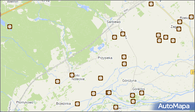 mapa Przysieka gmina Zwierzyn, Przysieka gmina Zwierzyn na mapie Targeo