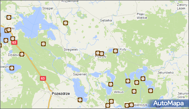 mapa Przytuły gmina Pozezdrze, Przytuły gmina Pozezdrze na mapie Targeo