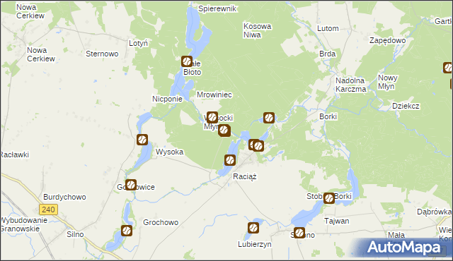 mapa Raciąski Młyn, Raciąski Młyn na mapie Targeo