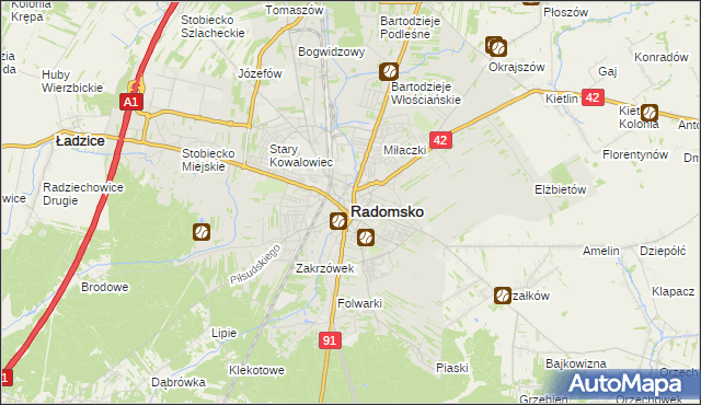 mapa Radomsko, Radomsko na mapie Targeo