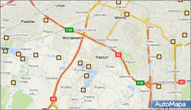 mapa Raszyn powiat pruszkowski, Raszyn powiat pruszkowski na mapie Targeo