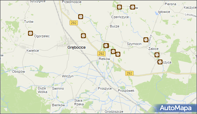 mapa Retków gmina Grębocice, Retków gmina Grębocice na mapie Targeo