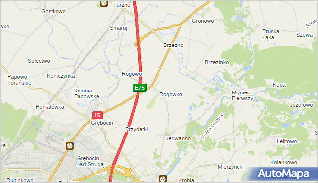 mapa Rogówko gmina Lubicz, Rogówko gmina Lubicz na mapie Targeo