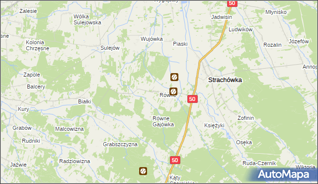 mapa Równe gmina Strachówka, Równe gmina Strachówka na mapie Targeo