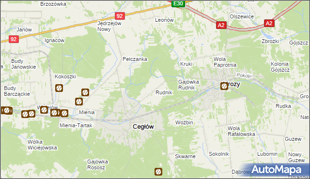 mapa Rudnik gmina Cegłów, Rudnik gmina Cegłów na mapie Targeo