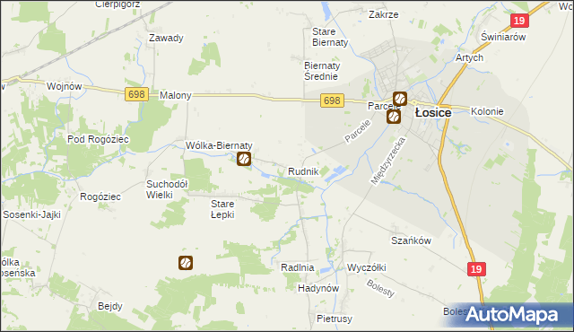 mapa Rudnik gmina Łosice, Rudnik gmina Łosice na mapie Targeo