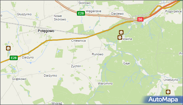 mapa Runowo gmina Potęgowo, Runowo gmina Potęgowo na mapie Targeo