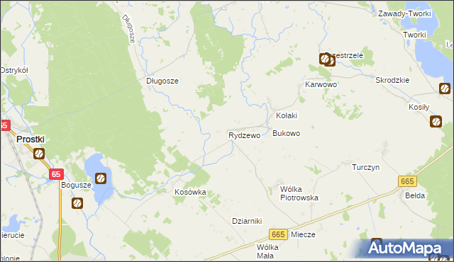 mapa Rydzewo gmina Rajgród, Rydzewo gmina Rajgród na mapie Targeo