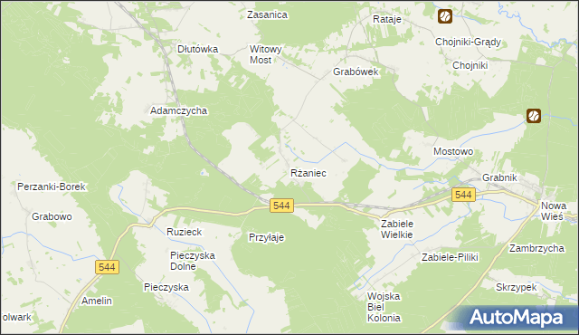mapa Rżaniec, Rżaniec na mapie Targeo