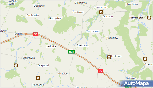 mapa Rzechcino, Rzechcino na mapie Targeo