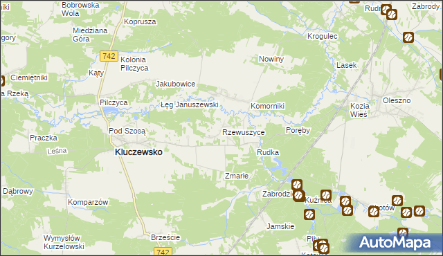 mapa Rzewuszyce, Rzewuszyce na mapie Targeo