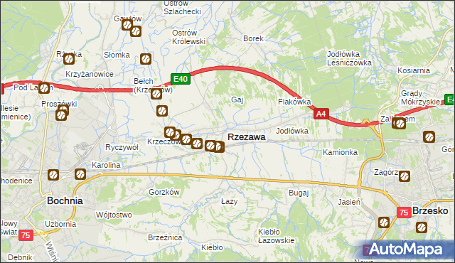 mapa Rzezawa, Rzezawa na mapie Targeo