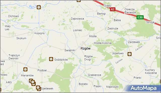 mapa Rzgów powiat koniński, Rzgów powiat koniński na mapie Targeo